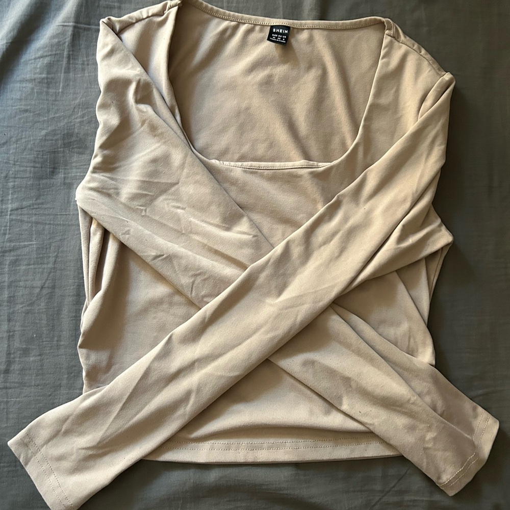 Beige Long Sleeve Women's Top